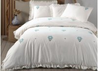 Постельное белье Washed Cotton Saheser - Florita Mint с вышивкой (Turkey), евро